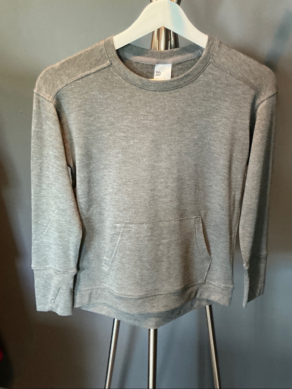 Heather Gray Crewneck Sweatshirt with Front Pocket